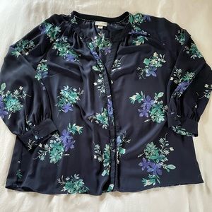 Blue floral top.